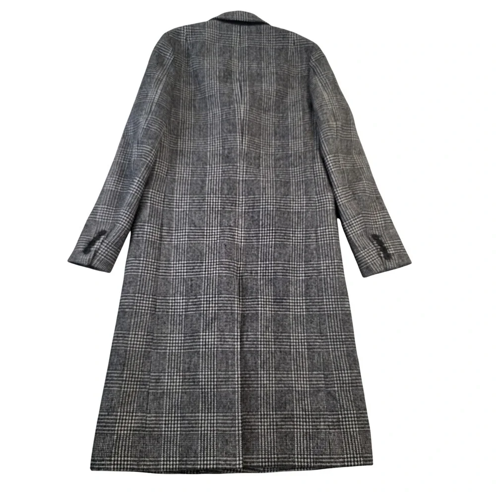 AllSaints Danson Coat Mens 38 Md Glen Plaid Check Wool Double Breasted Overcoat